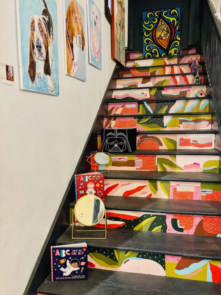Colorful artistic staircase display