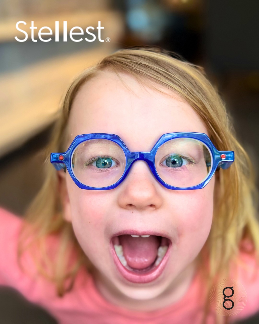 Girl with glasses excited